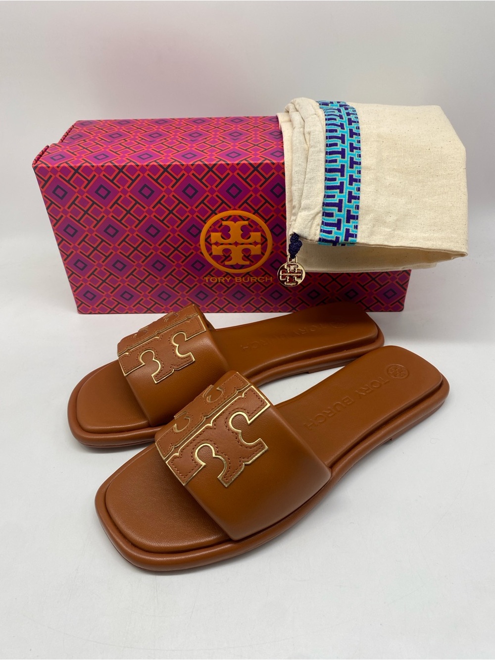 "SALE" TORY BURCH DOUBLE T SPORT SLIDE # 79985 Its Was $168 Now Only$136